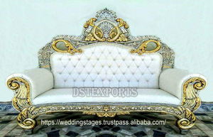 Trending Indian Wedding Furniture UK Gujarati Wedding Stage Sofá Silla Set para novia Novio Asientos Premium Quality Golden Finish - Product Image 5