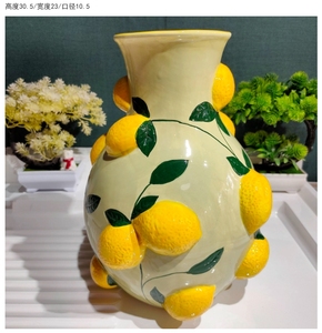 3D en relieve fresa limón fruta cerámica jarrón planta maceta decoración del hogar - Product Image 6