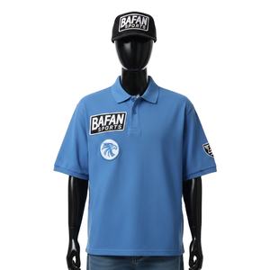 Polo pour homme en polyester piqué de haute qualité, respirant, couleur bleue unie, logo personnalisé, pour chemises polo et t-shirts - Product Image 6