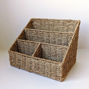 Organizadores de escritorio de mimbre marino, los más vendidos, para almacenamiento de documentos y artículos de papelería, con compartimentos. - Product Image 1