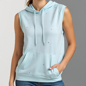 <b>Gym</b> Fitness Sublimation Sleeveless Hoodie <b>Gym</b> Running Sleeveless Printed Tops Custom Sublimation Sleeveless Hoodie <b>Ladies</b> - Product Image 3