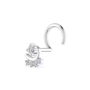 Bijoux de mariage en or rose et blanc jaune 18 carats au design unique 0,07 ct Épingle nasale pour piercing fin avec diamant pour femmes Bijoux de corps - Product Image 2