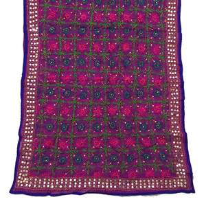 Tradicional bordado a mano Phulkari Dupatta, bordado a mano Phulkari Chanderi Dupatta, Phulkari Dupatta colorido - Product Image 4