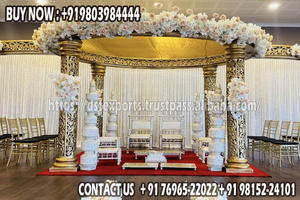 Mariage chic aspect bois FRP Triveni Mandap mariage Triple pôle indien Mandap Adorable et abordable mariage Mandap configuration - Product Image 2