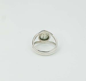 925 argent sterling massif mois d'août pierre de naissance Prehnite avec lunette réglage anneau en forme d'oeil - Product Image 3