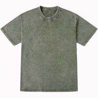 Vente en gros dernier arrivage de t-shirts d'été pour hommes 100% coton à manches courtes délavé à l'acide solide gris col rond Plus tricoté surdimensionné