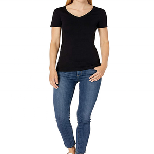 T-shirt d'hiver pour femme 100 % coton, coupe ajustée, col montant, en tissu laineux écologique, 220g, manches longues, brodé, nouveau design 2026 - Product Image 1