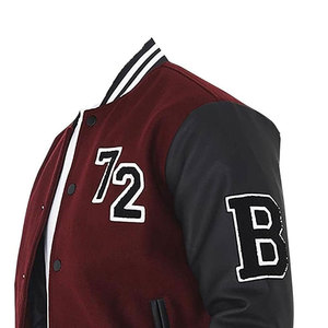 Custom Chenille Embroidery 100% Wool Eco-Friendly Windproof Stand Collar <b>Men's</b> Varsity <b>Jacket</b> Wool Liner Polyester Lining Front - Product Image 4