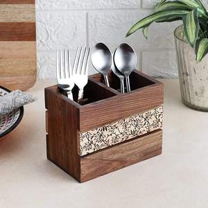 Versatile Wooden Cutlery <b>Holder</b> For Storing <b>Utensils</b> In <b>Kitchen</b> Dining Table Or Outdoor Picnic Setup - Product Image 2
