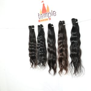 Venta al por mayor 100% Virgin Bundle Raw Indian Color Natural Hair Black Women Máquina barata Extensiones de cabello humano de onda profunda de doble trama - Product Image 2