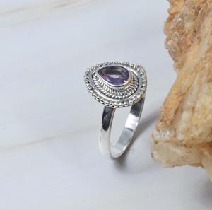 Amatista piedra preciosa mejor diseño hecho a mano clásico cabujón anillo 925 sólida plata esterlina 925 Plata estampada joyería de plata de moda - Product Image 3