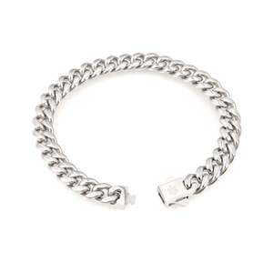 Pulsera de Eslabones Cubanos de 10 mm con Baño de Rodio y Oro, Piedras Principales de Diamante y Perla en Oro de 18K, Estilo Oro Rosa, Joyería Religiosa - Product Image 3