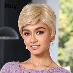 วิกผมสังเคราะห์ทรงพิกซี่สีบลอนด์ Bella-DWY แบบ Free Part พร้อมเชือกผูกผมด้านหน้าแบบโปร่งใส - Product Image 6