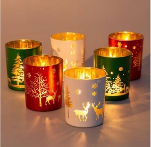 Vela votiva de cristal de color especial de Navidad con soporte decorativo para el ambiente en Pascua y San Valentín - Product Image 1