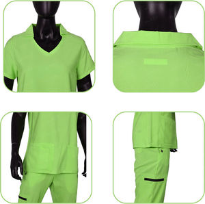 Ensembles d'uniformes de gommage fabriqués en usine sur mesure col montant à manches courtes pour les gommages cliniques uniformes de gommage opératoire médical pour soins infirmiers - Product Image 3