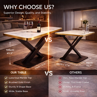 Table rectangulaire en pierre frittée moderne pour restaurant et café, mobilier commercial moderne pour restaurant, table en pierre frittée