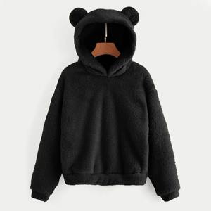 New Arrivals Women's Casual Pullover Long Sleeve Fleece Sweatshirt Warm <b>Bear</b> Shape Fuzzy <b>Hoodie</b> for Winter - Product Image 2