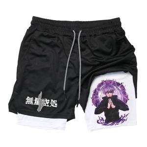 High Quality <b>Anime</b> Print Men 2 in 1 Performance <b>Shorts</b> Quick Dry Lightweight Moisture Wicking <b>Shorts</b> for Workout - Product Image 1