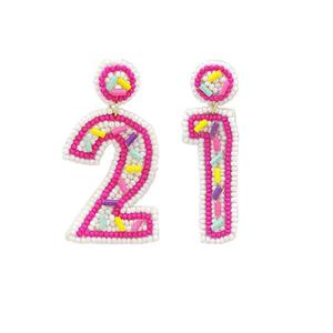 Pendientes de lápiz labial ligeros con diseño de cuentas de semillas coloridas Pendientes de alfabeto con cuentas únicas Joyería bordada hecha a mano - Product Image 3