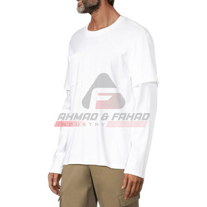 Camisetas de doble capa para hombre de alta calidad hechas a medida ropa de verano color personalizado 100% algodón camiseta de doble capa para hombre - Product Image 6