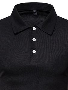 Polo décontracté à manches longues et à revers de couleur unie pour hommes, t-shirt multicolore - Product Image 6