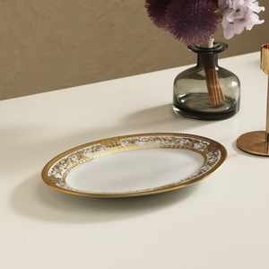 Service de table en porcelaine fine dorée en relief de luxe avec un design moderne élégant, résistant à la chaleur et lavable au lave-vaisselle pour 4 personnes - Product Image 3