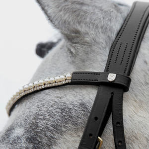 Brida de caballo de cuero genuino multicolor caliente tamaño completo venta al por mayor nueva brida de cuero de filete de caballo de alta calidad en la parte superior negra - Product Image 6