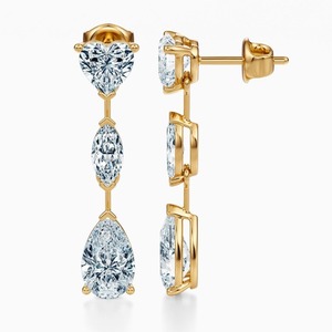 ต่างหูเพชรหยดทองคําขาว 14k จากห้องปฏิบัติการเป็นมิตรกับสิ่งแวดล้อมโดยมนุษย์ผลิตไม่ผ่านการรับรองด้วยสี VS ความชัดเจน F โดยตรงจากอินเดีย - Product Image 3