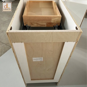 Entrepôts américains Stock RTA Panneau surélevé en bois massif blanc Armoires de base de cuisine Garde-manger Armoire contreplaqué américain Charnière coulissante de tiroir - Product Image 6