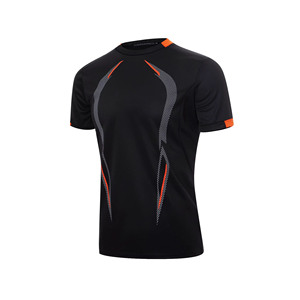 Camiseta Deportiva de Compresión para Hombre, Negra y Naranja, Manga Corta, Secado Rápido, Cuello Redondo, Ajuste Delgado, Transpirable, Ecológica, Precio al por Mayor - Product Image 3