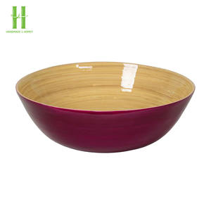 BEST SELLER Bol de service en bambou tressé laqué couleur pastel, bol à salade, style américain, articles de cuisine en gros en provenance du Vietnam - Product Image 6