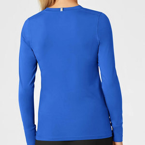 T-shirt OEM à manches longues en tricot à col rond extensible pour soins infirmiers hospitaliers personnalisés - Product Image 2