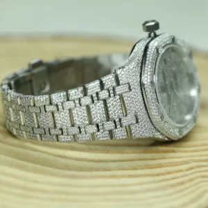 Montre mécanique de luxe en acier inoxydable de 41MM avec Moissanite Diamond Round Case Shape Band Style Watch pour hommes - Product Image 4