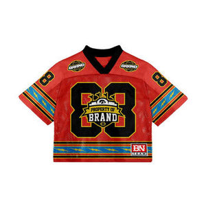 Uniforme de fútbol americano Vintage de fabricante personalizado, jersey de malla de punto de gran tamaño con cuello en V, de fútbol americano para hombre - Product Image 6