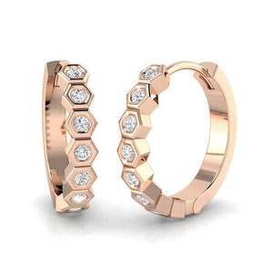 Pendientes de Aro de Diseño con Corte Redondo Brillante, Diamantes Finos de 0.25 Ct, Diamantes Cultivados en Laboratorio en Platino, para Novia, Boda - Product Image 3