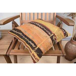 Beige Kilim Wool Pillow 18x18 Inch Luxury Rustic Design <b>Fluffy</b> Vintage Print Portable for <b>Bedding</b> Christmas Holiday - Product Image 4