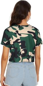 Tops cortos de verano para mujer, camisetas de manga corta con cuello redondo, blusa informal holgada de algodón/poliéster/Rayón/Spandex - Product Image 3