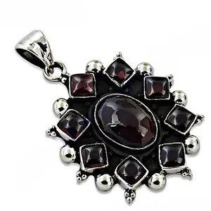 Pendentif en argent sterling 925 en forme de fleur chrétienne avec motif goutte d'eau et pierre précieuse grenat, bijou plaqué or rose pour femme - Product Image 3
