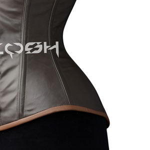 Corsé de cuero marrón con tirantes para cosplay y disfraces - Product Image 3