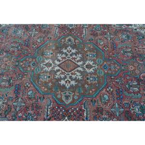 Vintage Turkish Rug Classic Brown Beige 4.5 X 9.2ft Large Area Patchwork Design for Hallway Bedroom Wool Latex for Bedside Room - Product Image 5