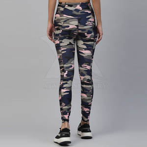 Legging de yoga imprimé personnalisé grande taille pour femmes Style unique Motif solide Fermeture à la taille élastique en polyester - Product Image 3