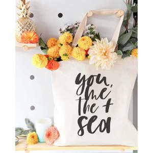 You Me and the Sea Cotton Canvas Tote Bag Women's Stylish and Eco-Friendly Bag - Product Image 3