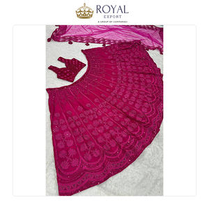 Proveedor Mayorista de Ropa de Novia de Diseño, Ropa India, Lehenga Choli de Seda Kasturi y Terciopelo con Dupatta de Red - Product Image 6