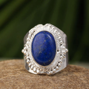 Anillo de lapislázuli Natural más vendido, piedra preciosa hecha a mano de Plata de Ley 925, 10x14mm, forma ovalada, joyería Bohemia para mujer - Product Image 1
