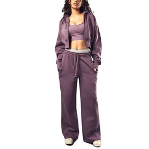 Sudaderas de entrenamiento de gimnasio informales para mujer, conjunto de 2 piezas, sudaderas con capucha y pantalones acampanados para invierno para actividades al aire libre 2026 - Product Image 1