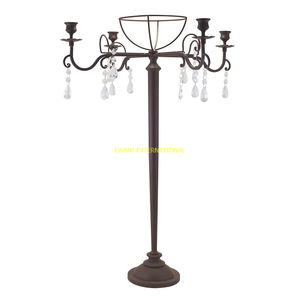 Candelabro de Metal de pie alto de 5 brazos de oro rosa, candelabro para boda, evento, banquete, fiesta, decoración, centro de mesa - Product Image 4