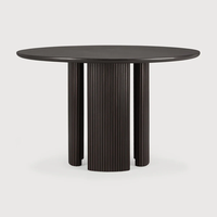 Table sur pieds cannelée contemporaine en bois massif d'acacia, pliable, empilable, gonflable, écologique, imperméable, pour la maison, le bureau et le salon