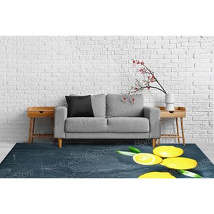 Lemon Pattern <b>Rugs</b>, Trendy Yellow <b>Rug</b>, Modern <b>Chenille</b> Printed <b>Rug</b>,Nonwoven Soft <b>Rug</b> - Product Image 3