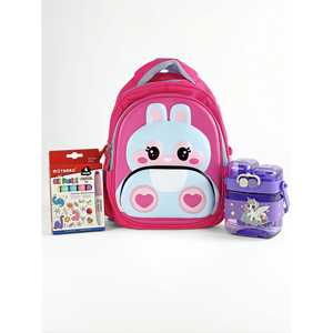 Tykle Bunny BTS Combo-Children's Daily School <b>Backpack</b> with Oil Pastels & <b>Unicorn</b> Water Bottle BTS Inspired Design - Product Image 1
