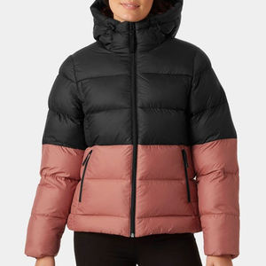 Veste d'hiver chaude personnalisée en duvet Veste d'extérieur légère à capuche imperméable avec doublure en polyester - Product Image 1